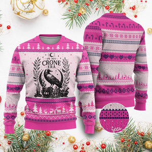 In My Crone Era Ugly Christmas Sweater Witchy Raven Cauldron Goth Dark Mystic