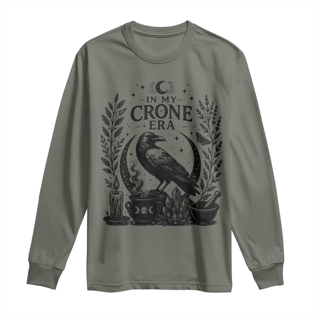 In My Crone Era Long Sleeve Shirt Witchy Raven Cauldron Goth Dark Mystic