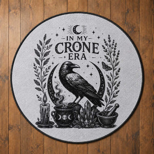 In My Crone Era Round Rug Witchy Raven Cauldron Goth Dark Mystic