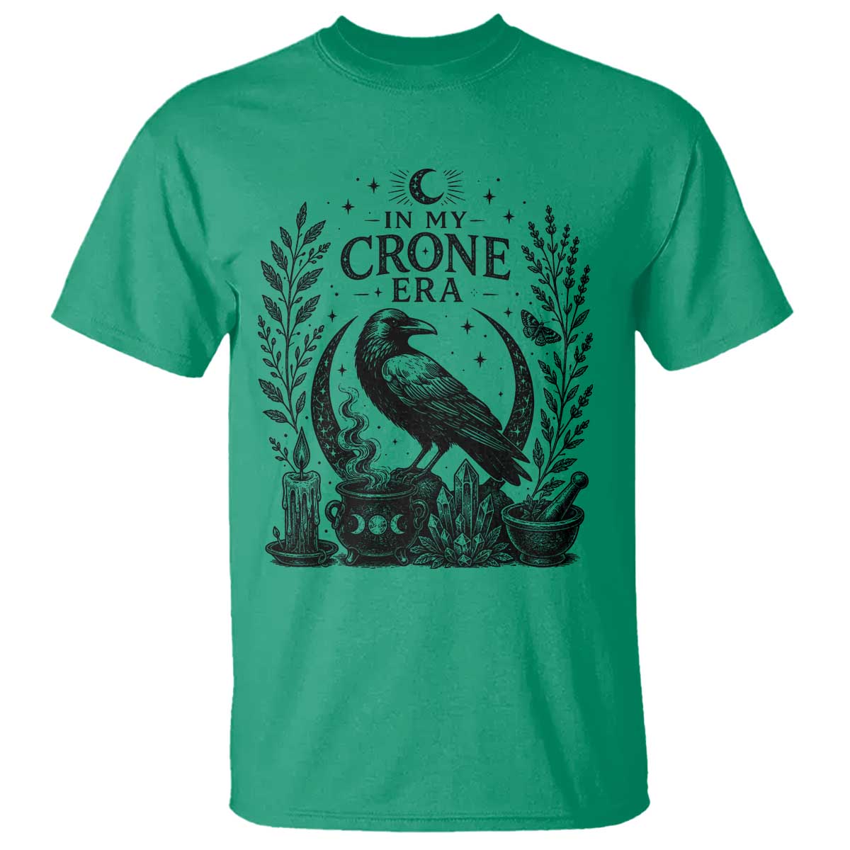 In My Crone Era T Shirt Witchy Raven Cauldron Goth Dark Mystic