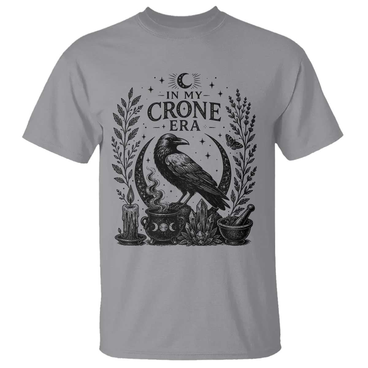 In My Crone Era T Shirt Witchy Raven Cauldron Goth Dark Mystic