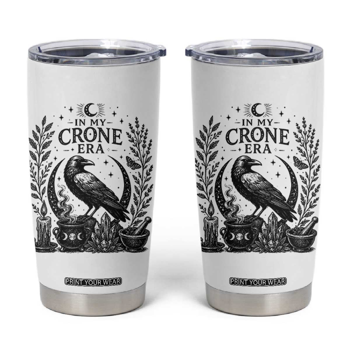 In My Crone Era Tumbler Cup Witchy Raven Cauldron Goth Dark Mystic