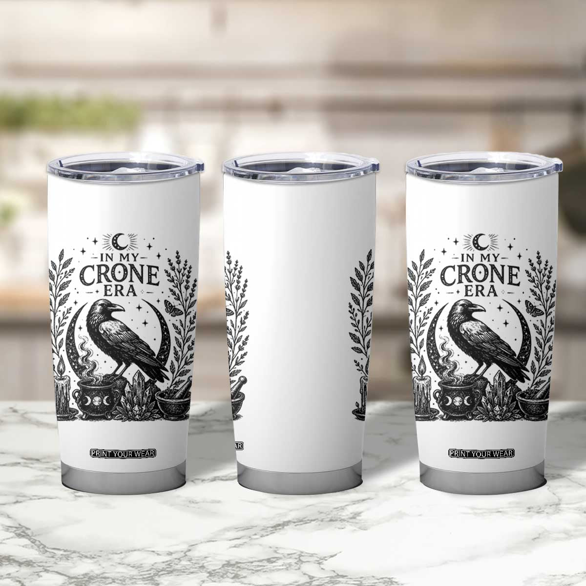 In My Crone Era Tumbler Cup Witchy Raven Cauldron Goth Dark Mystic