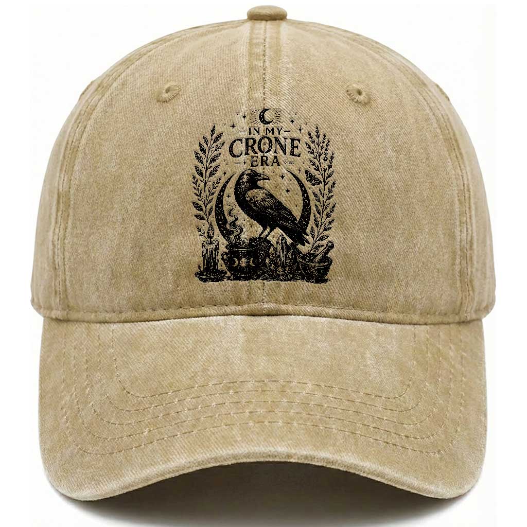 In My Crone Era Washed Cotton Baseball Cap Witchy Raven Cauldron Goth Dark Mystic