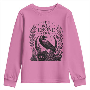 In My Crone Era Youth Sweatshirt Witchy Raven Cauldron Goth Dark Mystic