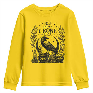 In My Crone Era Youth Sweatshirt Witchy Raven Cauldron Goth Dark Mystic