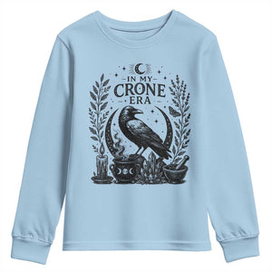 In My Crone Era Youth Sweatshirt Witchy Raven Cauldron Goth Dark Mystic