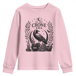 In My Crone Era Youth Sweatshirt Witchy Raven Cauldron Goth Dark Mystic