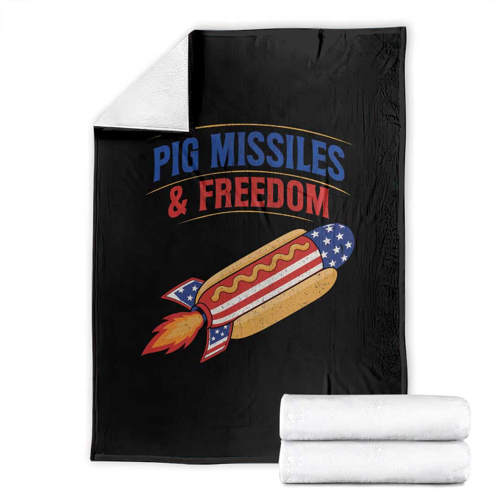 Pig Missiles And Freedom Hot Dog 4th of July Humor Throw Blanket TS11 Black Print Your Wear