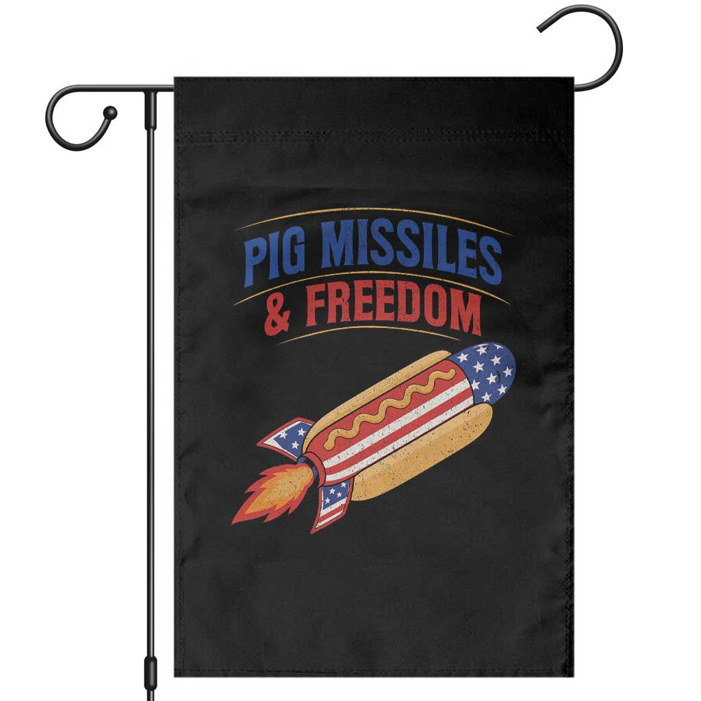Pig Missiles And Freedom Hot Dog 4th of July Humor Garden Flag TS11 Black Print Your Wear
