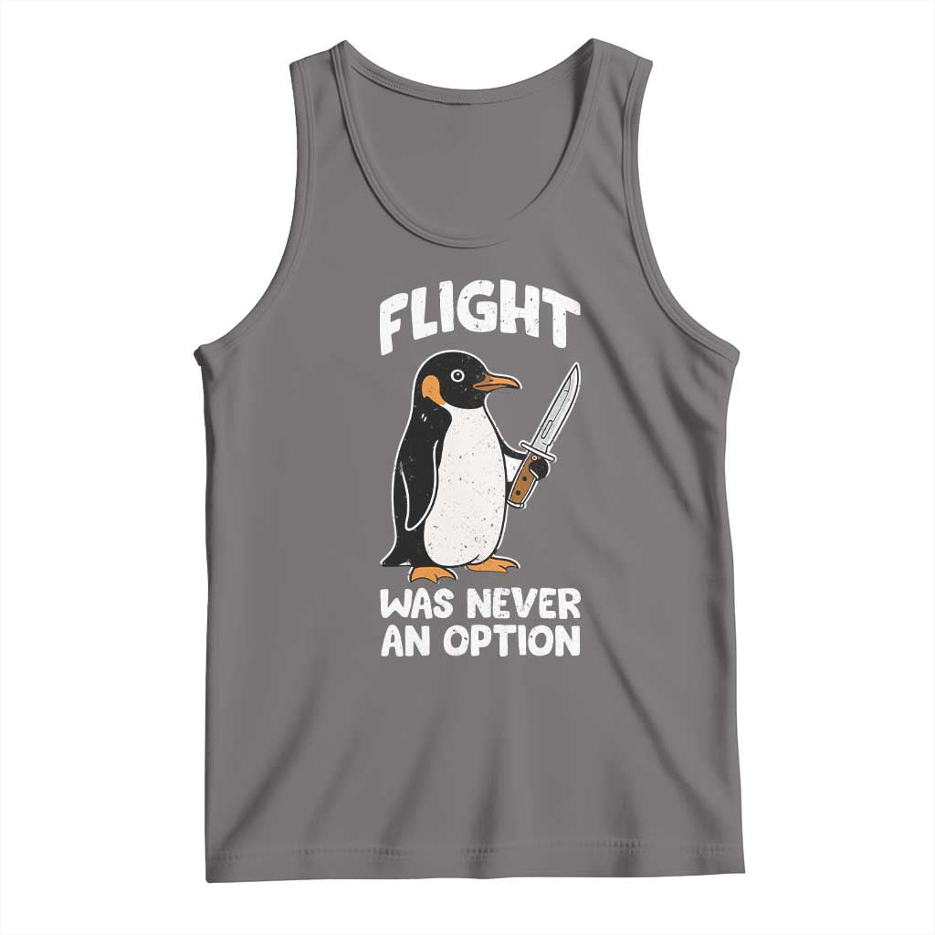 Penguin Flight Was Never An Option Tank Top Funny Dark Humor TS11 Deep Heather Print Your Wear
