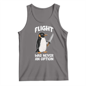 Penguin Flight Was Never An Option Tank Top Funny Dark Humor TS11 Deep Heather Print Your Wear