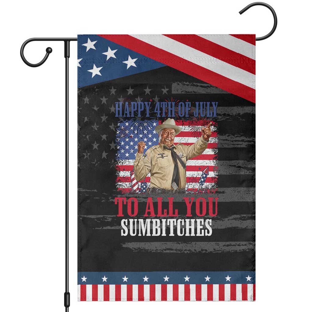 Happy 4th of July To All You Sumbitches Patriotic Garden Flag Funny Smokey Patriotic American 70s Movie The Bandit TS11 Distressed Black Blue Print Your Wear