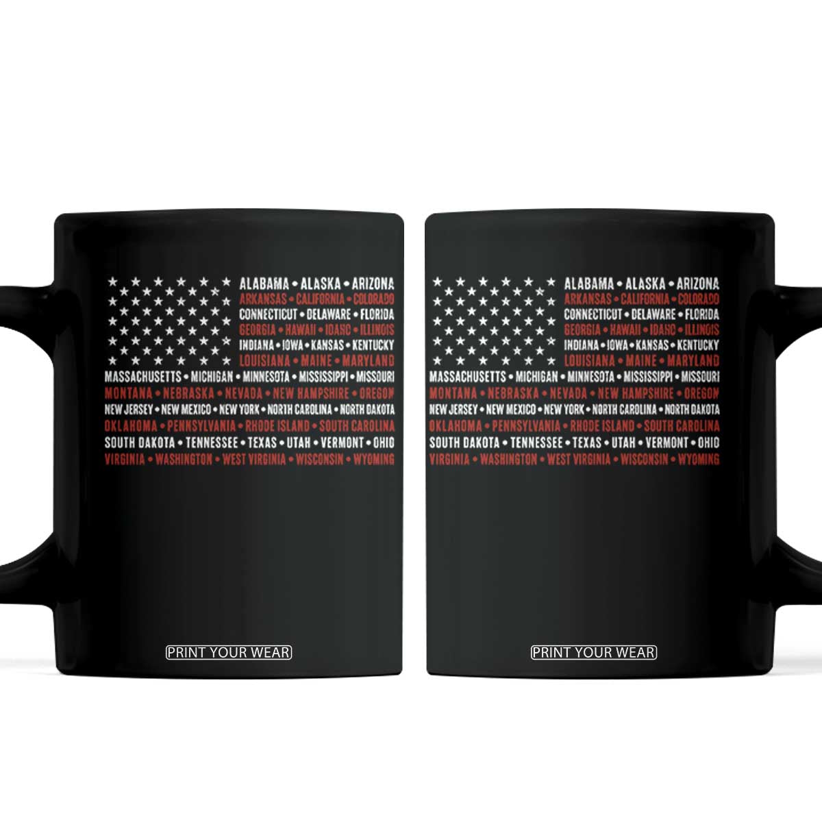 50 US States 4th of July Vintage American Flag Coffee Mug TS11 Black Print Your Wear
