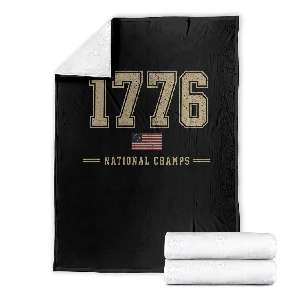 1776 National Champs 250th Anniversary USA 4th of July Throw Blanket TS11 Black Print Your Wear