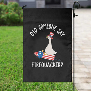 Patriotic Silly Goose 4th of July Garden Flag Did Someone Say Firequacker TS11 Print Your Wear
