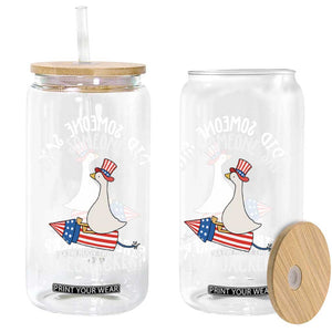 Patriotic Silly Goose 4th of July Glass Can Did Someone Say Firequacker TS11 Print Your Wear