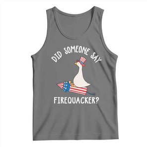 Patriotic Silly Goose 4th of July Tank Top Did Someone Say Firequacker TS11 Black Heather Print Your Wear