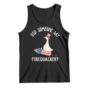 Patriotic Silly Goose 4th of July Tank Top Did Someone Say Firequacker TS11 Black Print Your Wear