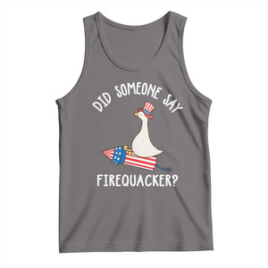 Patriotic Silly Goose 4th of July Tank Top Did Someone Say Firequacker TS11 Deep Heather Print Your Wear