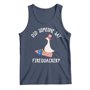 Patriotic Silly Goose 4th of July Tank Top Did Someone Say Firequacker TS11 Navy Print Your Wear