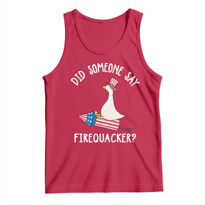 Patriotic Silly Goose 4th of July Tank Top Did Someone Say Firequacker TS11 Red Print Your Wear
