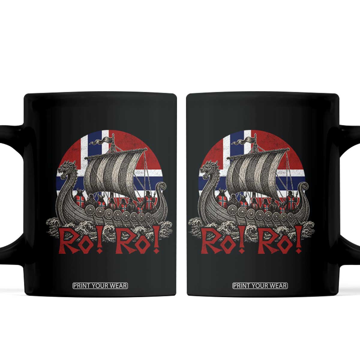 Ro Ro Norway Coffee Mug Norwegian Viking Row Longship Norge Football Fan TS11 Black Print Your Wear