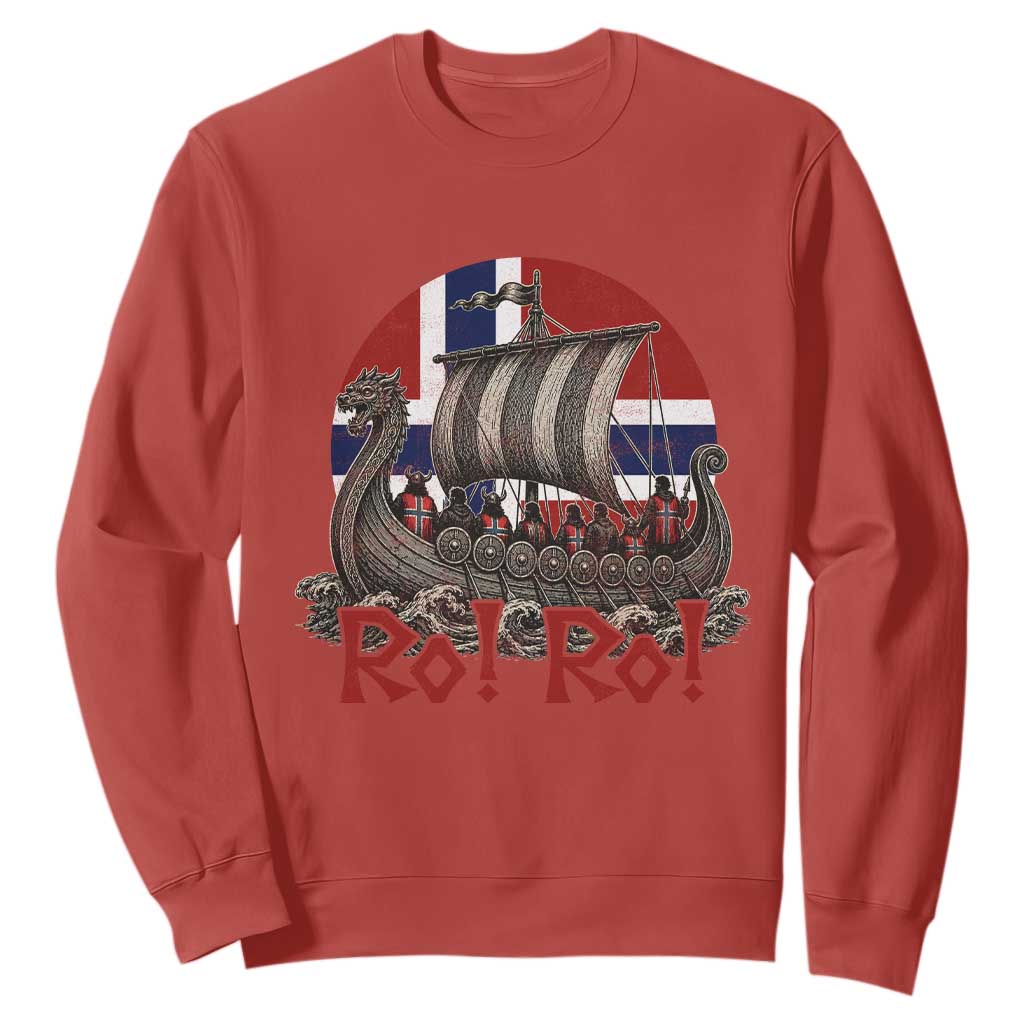 Ro Ro Norway Sweatshirt Norwegian Viking Row Longship Norge Football Fan TS11 Red Print Your Wear