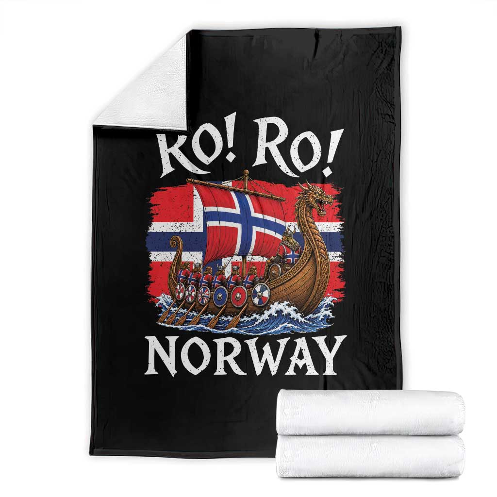 Ro Ro Norway Viking Row Throw Blanket Norwegian Flag Longship for Norge Football Fan TS11 Black Print Your Wear