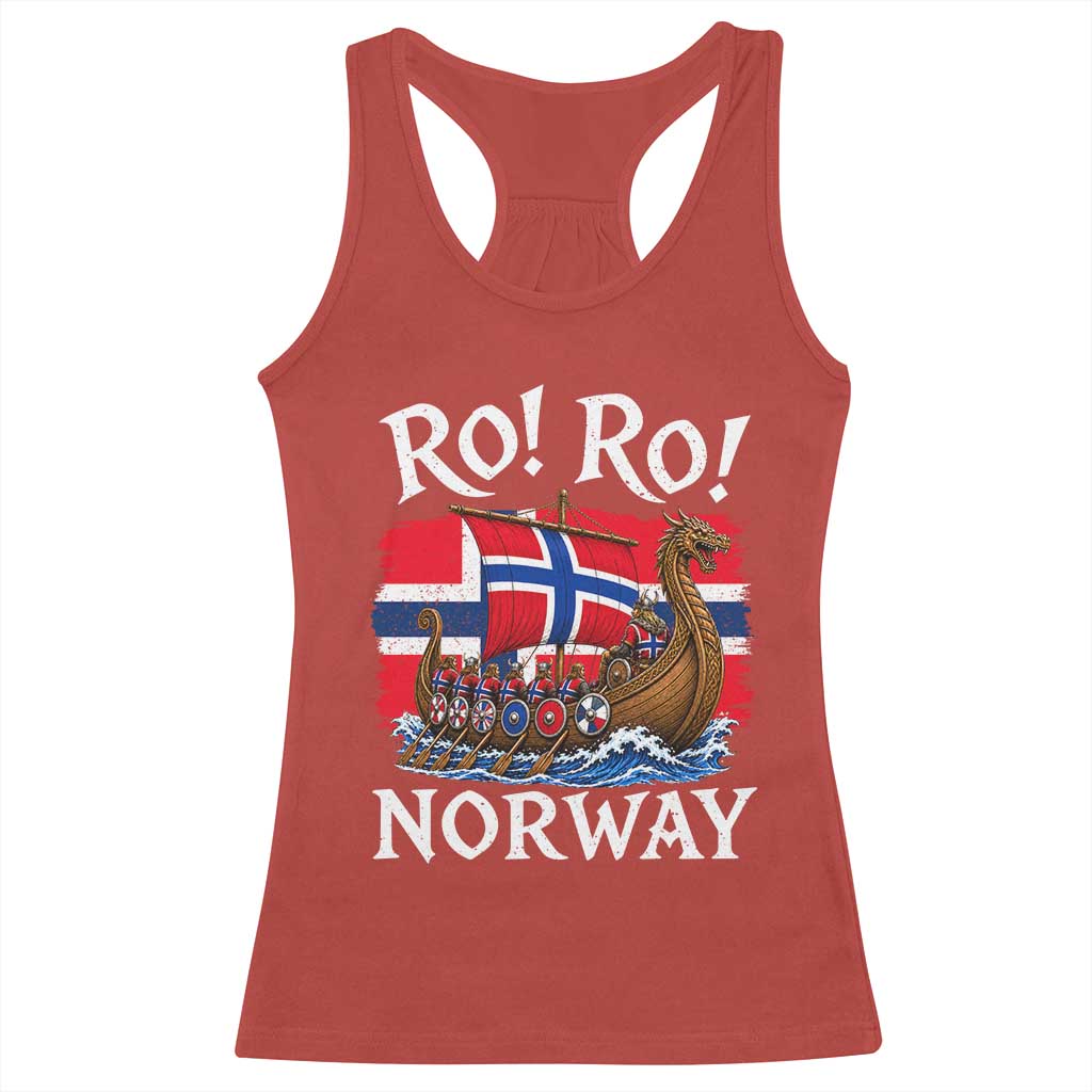 Ro Ro Norway Viking Row Racerback Tank Top Norwegian Flag Longship for Norge Football Fan TS11 Red Print Your Wear