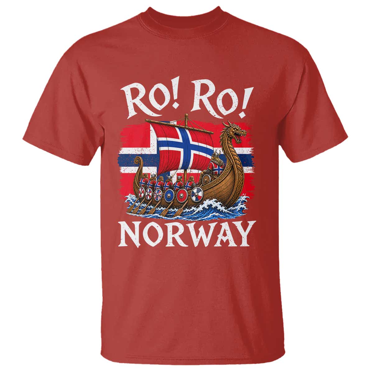 Ro Ro Norway Viking Row T Shirt Norwegian Flag Longship for Norge Football Fan TS11 Red Print Your Wear