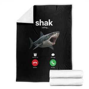 Shark Calling Meme Mispelled Shak Incoming Call Humor Throw Blanket TS11 Black Print Your Wear