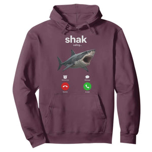 Shark Calling Meme Mispelled Shak Incoming Call Humor Hoodie TS11 Maroon Print Your Wear