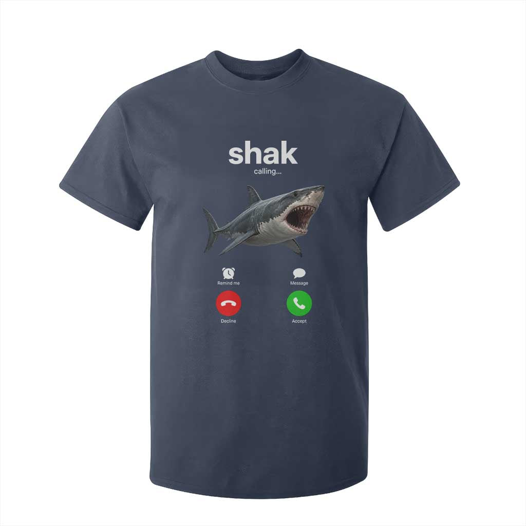 Shark Calling Meme Mispelled Shak Incoming Call Humor T Shirt For Kid TS11 Navy Print Your Wear
