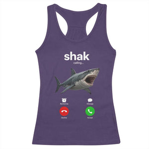 Shark Calling Meme Mispelled Shak Incoming Call Humor Racerback Tank Top TS11 Purple Print Your Wear