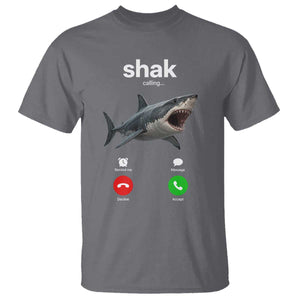 Shark Calling Meme Mispelled Shak Incoming Call Humor T Shirt TS11 Charcoal Print Your Wear