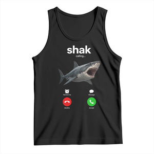 Shark Calling Meme Mispelled Shak Incoming Call Humor Tank Top TS11 Black Print Your Wear