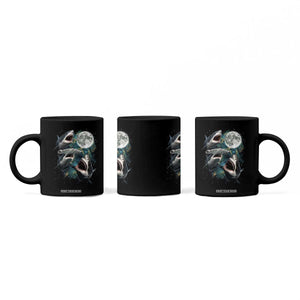 Funny Sharks Howling at Moon Coffee Mug Funny Great White Sharks and Hammerhead Shark TS11 Print Your Wear