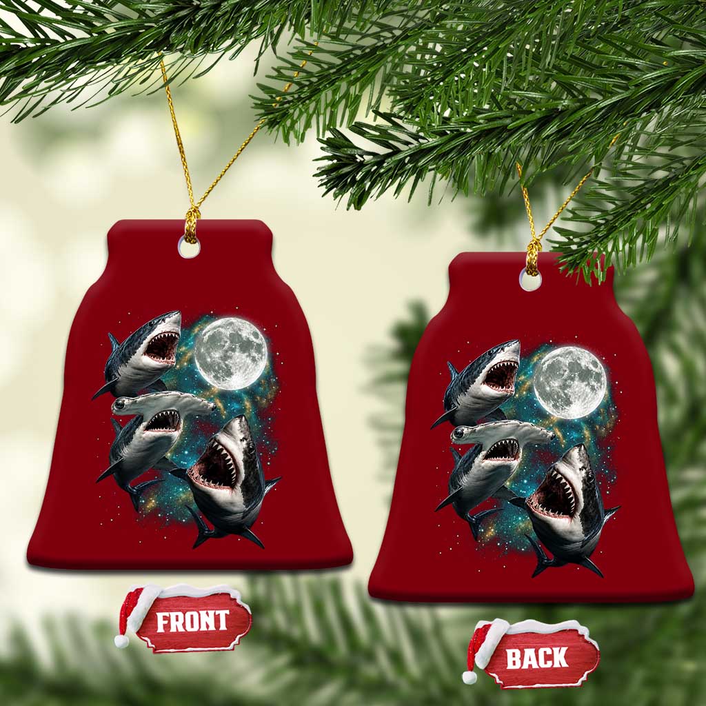 Funny Sharks Howling at Moon Ceramic Ornament Funny Great White Sharks and Hammerhead Shark TS11 Print Your Wear