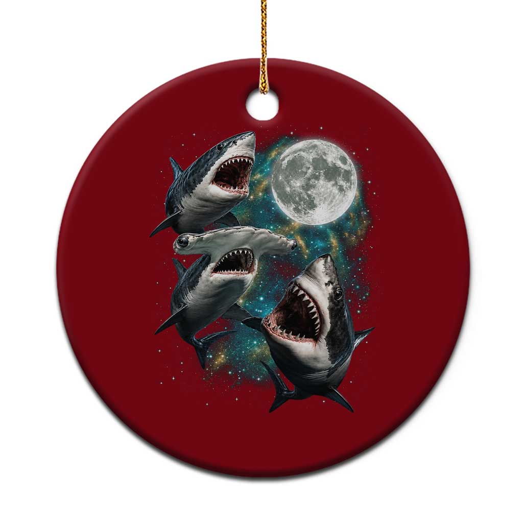 Funny Sharks Howling at Moon Ceramic Ornament Funny Great White Sharks and Hammerhead Shark TS11 1pc Red Print Your Wear