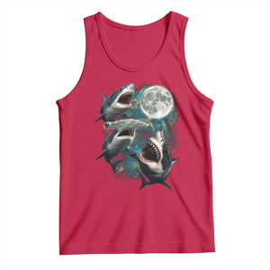 Funny Sharks Howling at Moon Tank Top Funny Great White Sharks and Hammerhead Shark TS11 Red Print Your Wear