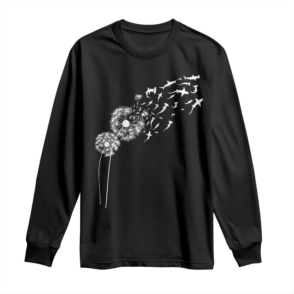 Shark Dandelion Flower for Ocean Wildlife Lover Long Sleeve Shirt TS11 Black Print Your Wear