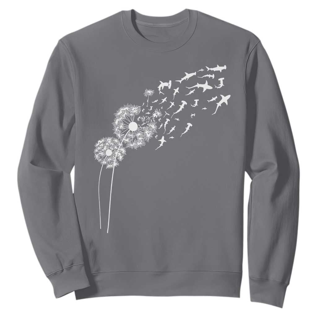 Shark Dandelion Flower for Ocean Wildlife Lover Sweatshirt TS11 Charcoal Print Your Wear
