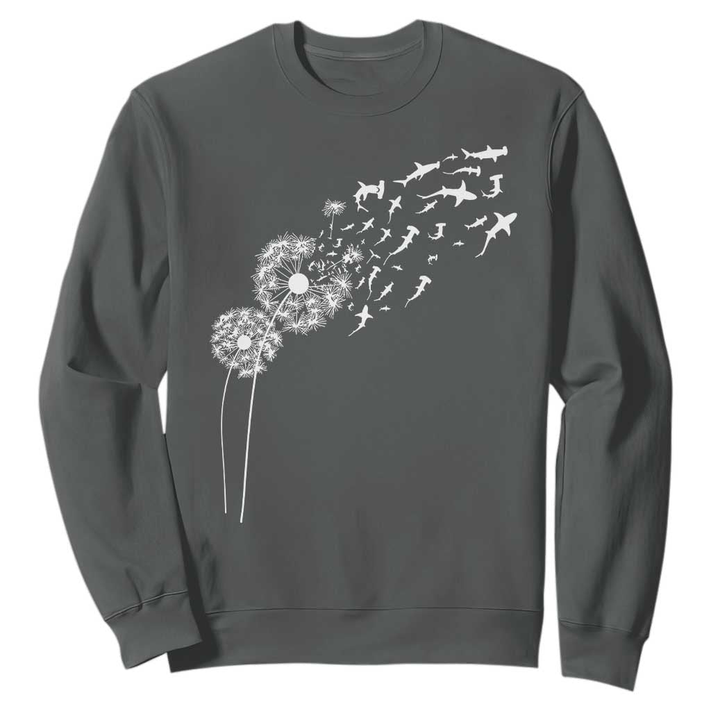Shark Dandelion Flower for Ocean Wildlife Lover Sweatshirt TS11 Dark Heather Print Your Wear