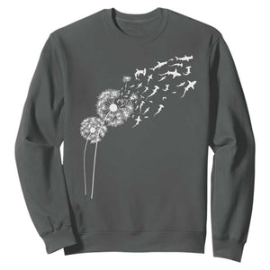 Shark Dandelion Flower for Ocean Wildlife Lover Sweatshirt TS11 Dark Heather Print Your Wear