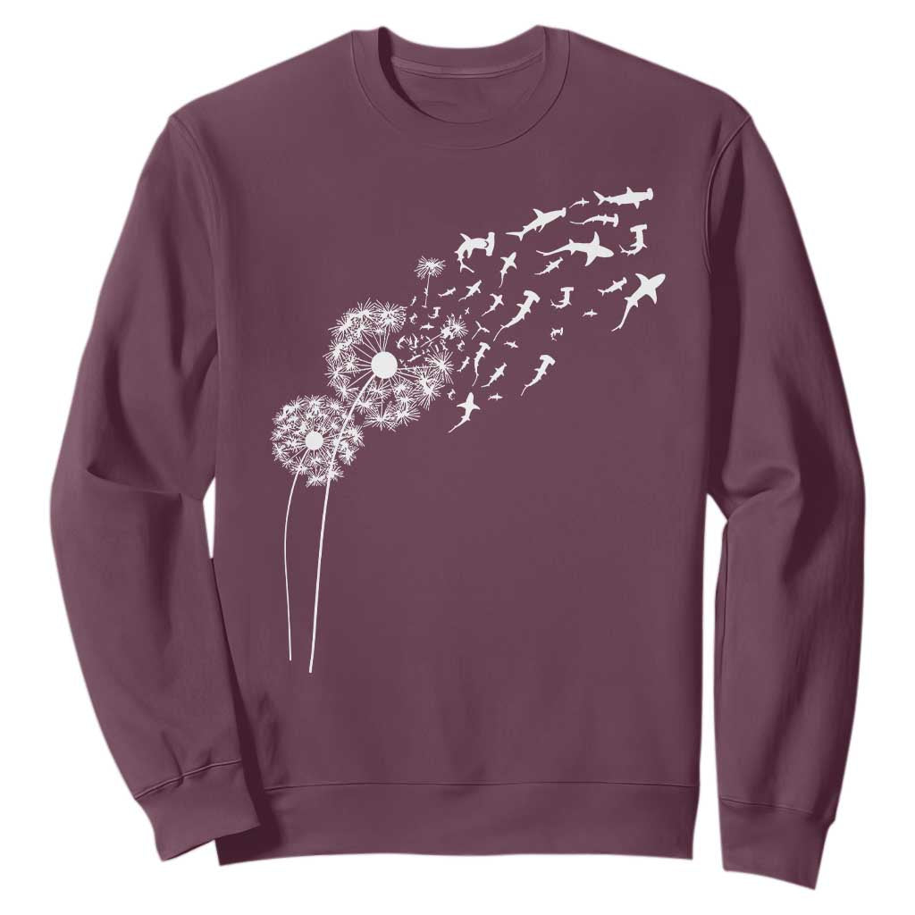 Shark Dandelion Flower for Ocean Wildlife Lover Sweatshirt TS11 Maroon Print Your Wear