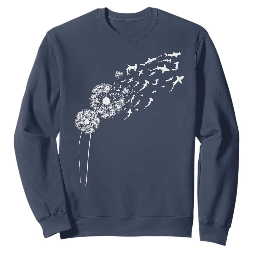 Shark Dandelion Flower for Ocean Wildlife Lover Sweatshirt TS11 Navy Print Your Wear