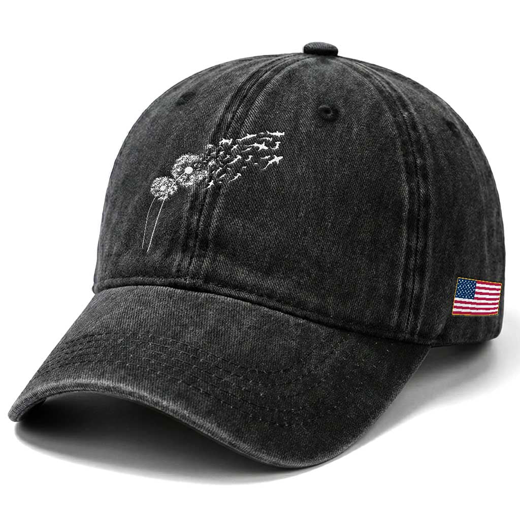 Shark Dandelion Flower for Ocean Wildlife Lover Washed Cotton Baseball Cap TS11 Print Your Wear