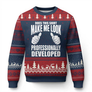 Funny Does This Shirt Make Me Look Professionally Developed Ugly Christmas Sweater TS11 Navy Red Print Your Wear