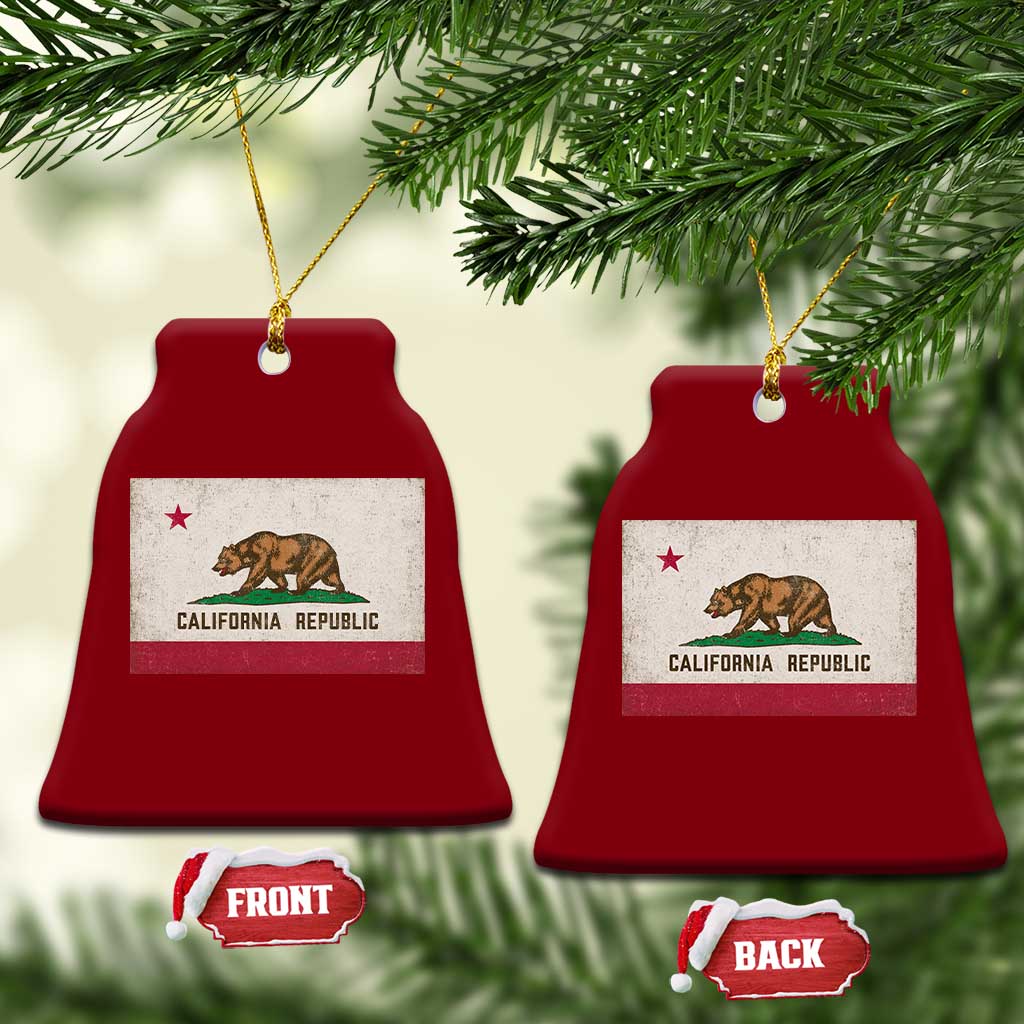 California State Flag Ceramic Ornament Grizzly Bear SoCal Norcal Cencal